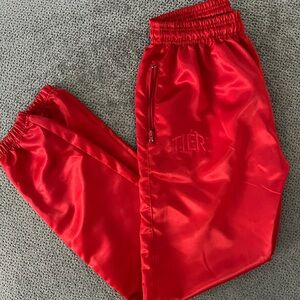 TIER NYC Red Satin Jogger